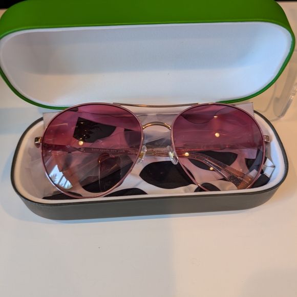 Brand New Kate Spade Pink Jochelle Pink-Tinted Sunglasses with Gold Accents - Picture 1 of 10